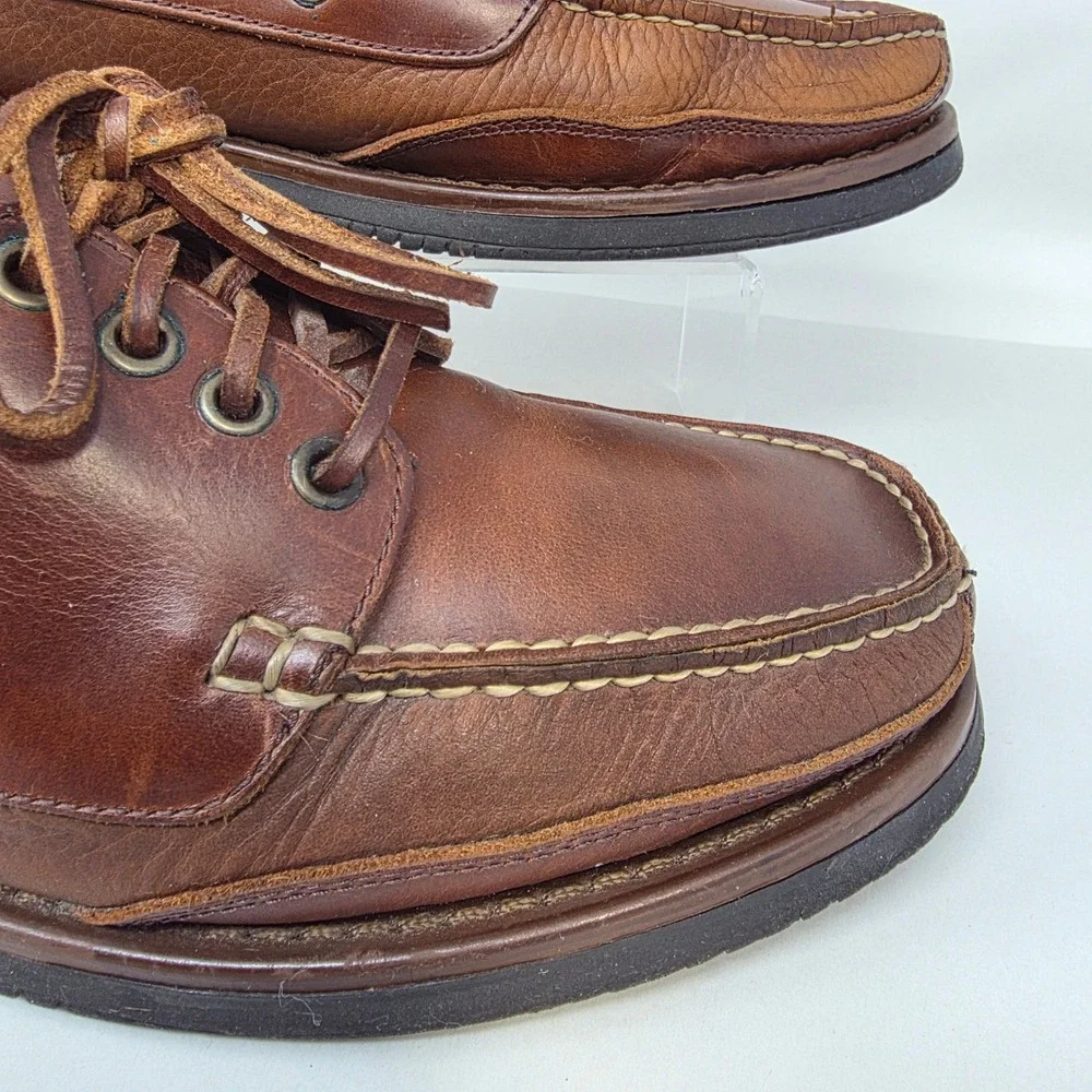 Bass Boat Shoes Mens 10M Drama Brown Leather Moc Toe Casual Loafers Good